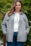 Gray Retro Quilted Flap Pocket Button Shacket