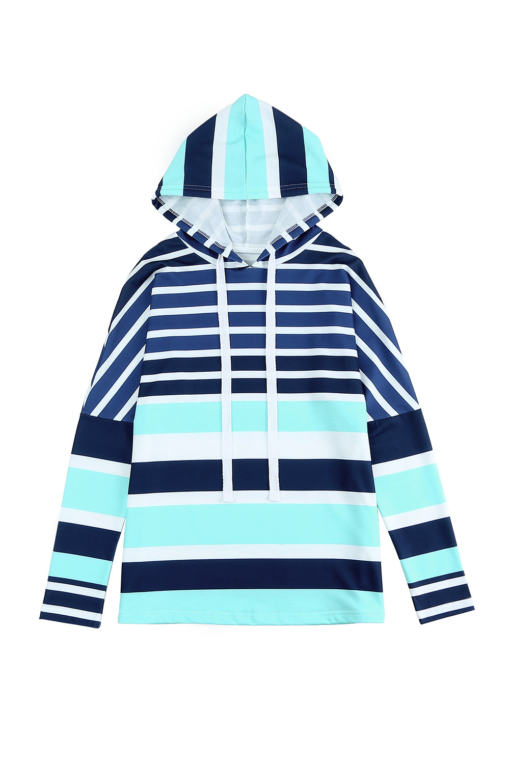 Multi Striped Drawstring Long Sleeve Hoodie