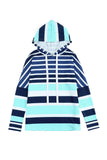 Multi Striped Drawstring Long Sleeve Hoodie