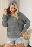 Pull à capuche gris avec poche kangourou et rivets