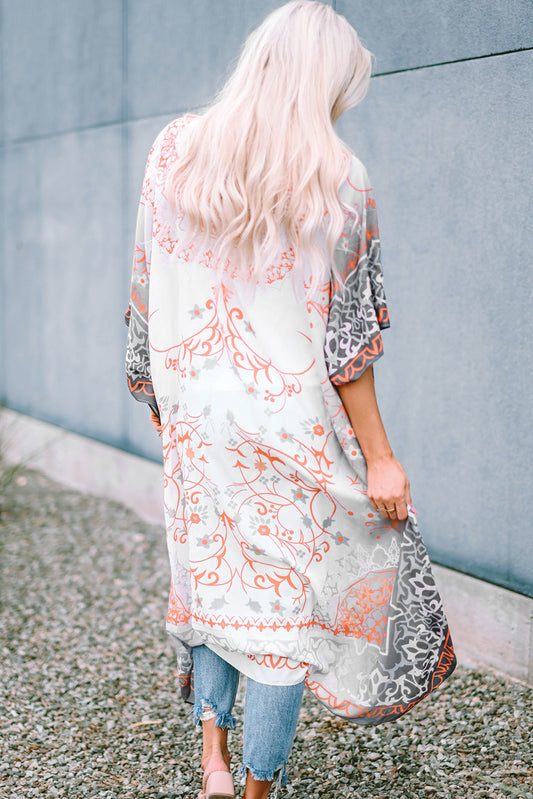 Mandala Fashion Print Half Sleeve Kimono