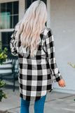 Brown Turn-down Collar Plaid Shirt Coat