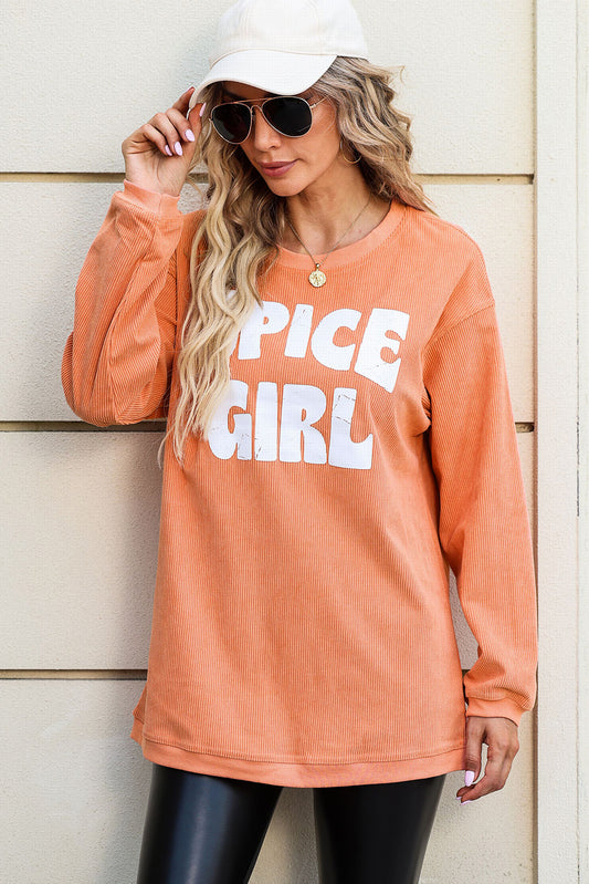 Sweat-shirt graphique SPICY GIRL en cordon orange 