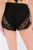 Hollow Out Lace Overlay Swim Short Bottom