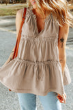 Split V Neck Tiered Ruffle Tank Top