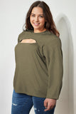 Plus Size Ribbed Mock Neck Peek-A-Boo Cut Out Top