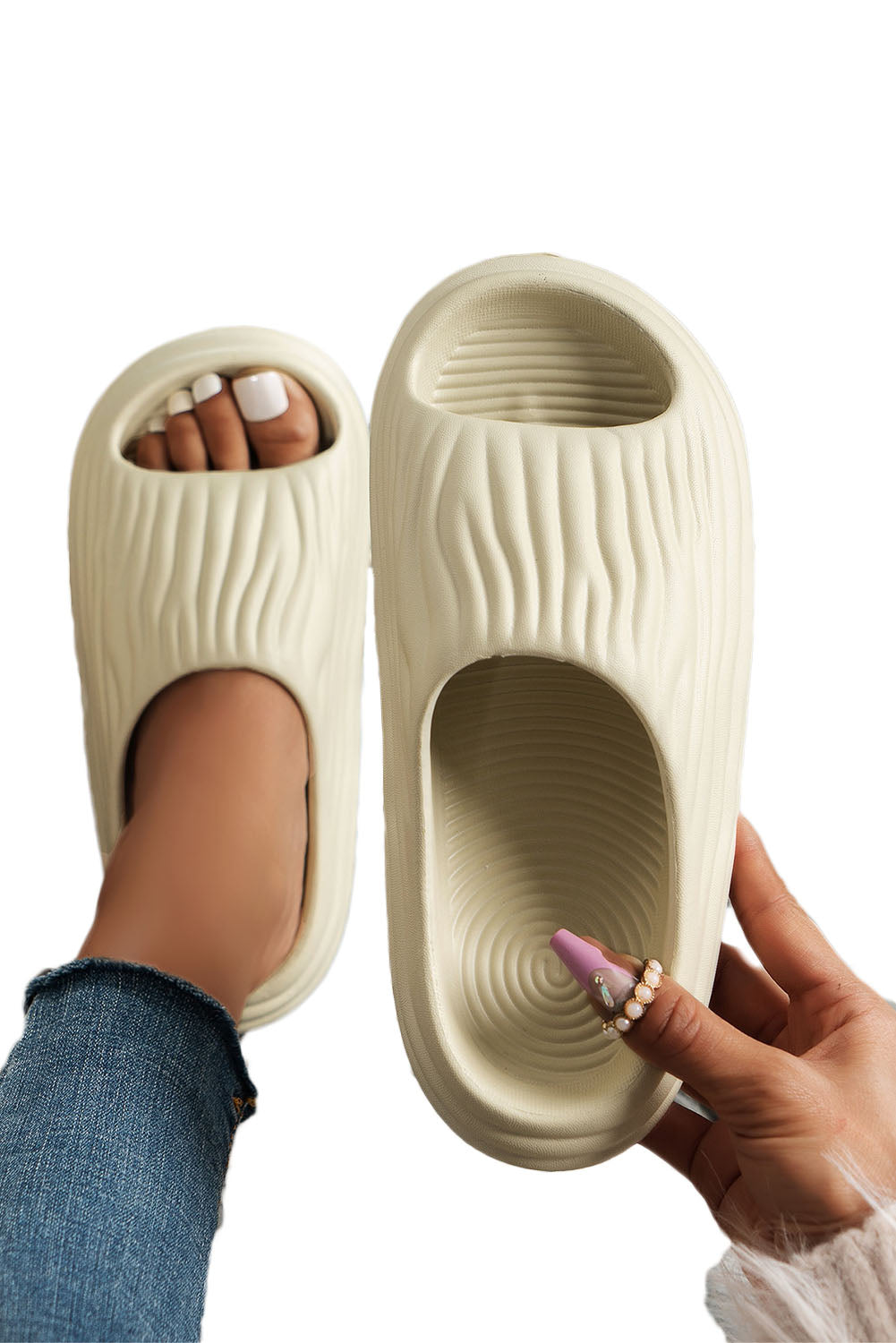 Pleated Thick Soled Slippers