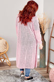 Sheer Knitted Long Side Slit Plus Size Cardigan