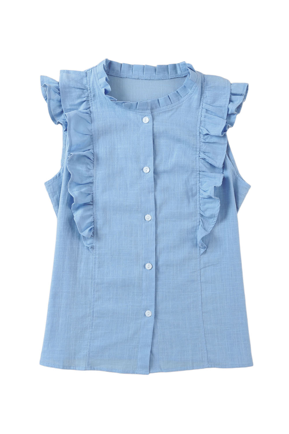 Ruffle Trim Soft Lightweight Sleeveless Shirt