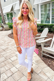 Multicolour Chevron Print Ruffled Sleeve Blouse