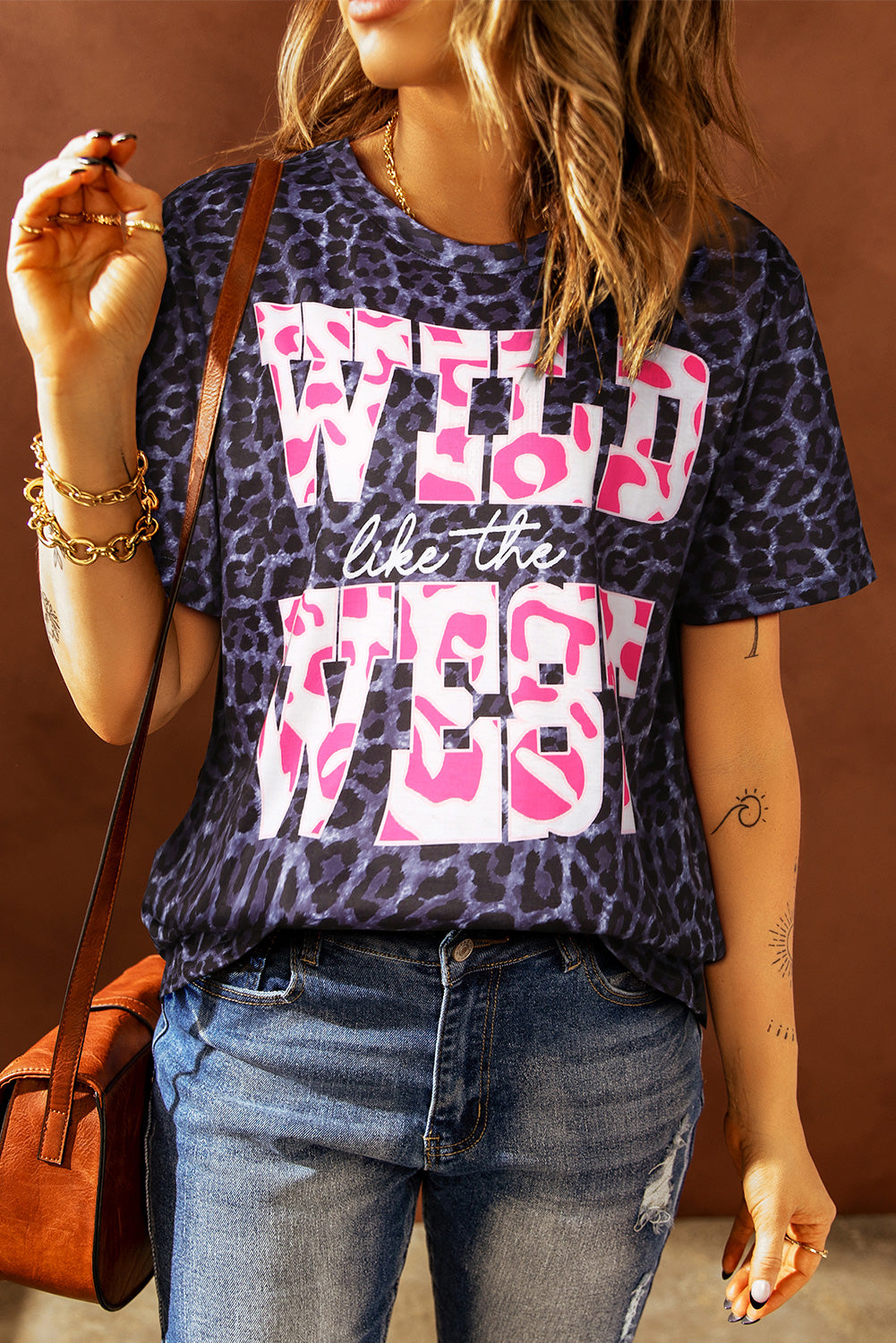 Noir WILD comme le WEST Leopard Tee 