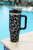 Leopard Print 40OZ Stainless Steel Portable Cup with Handle