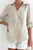 Roll Tab Long Sleeve Relaxed Linen Shirt