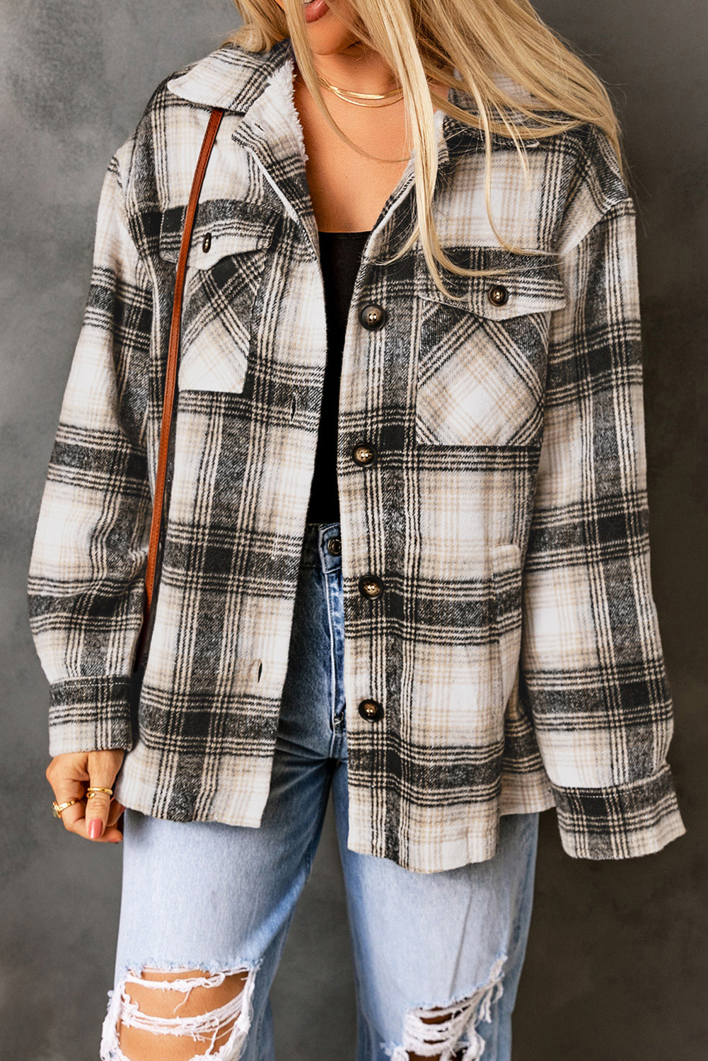 Vintage Plaid Fleece Lining Jacket