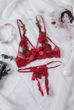 Flowers Bow Triangle Bra & Thong  Set