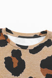 Leopard Splicing Sleeve Ruffle Loose Sweatshirt