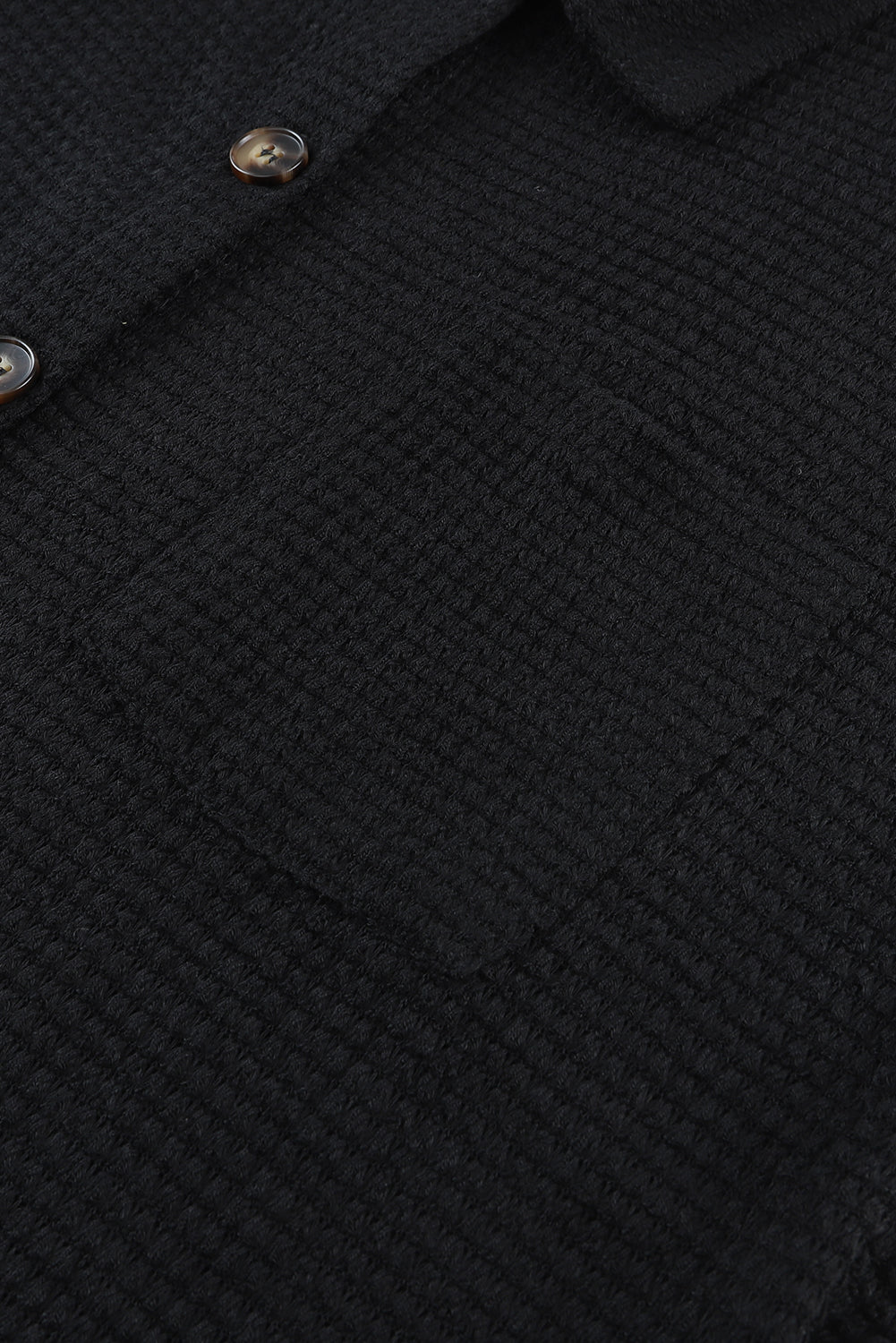 Chemise décontractée boutonnée en tricot gaufré noir