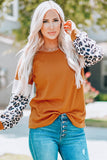 Leopard Sequin Patchwork Long Sleeve Top