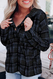 Plaid Button Neck Pocketed Pullover Hoodie