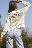 Solid Color Pointelle Knit Puff Sleeve Sweater