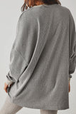 Smoke Gray Thermal Pullover Loose Sweatshirt