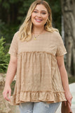 Plus Size Crinkle Textured Ruffle Trim Babydoll Top