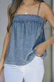 Vintage Washed Adjustable Strap Denim Tank