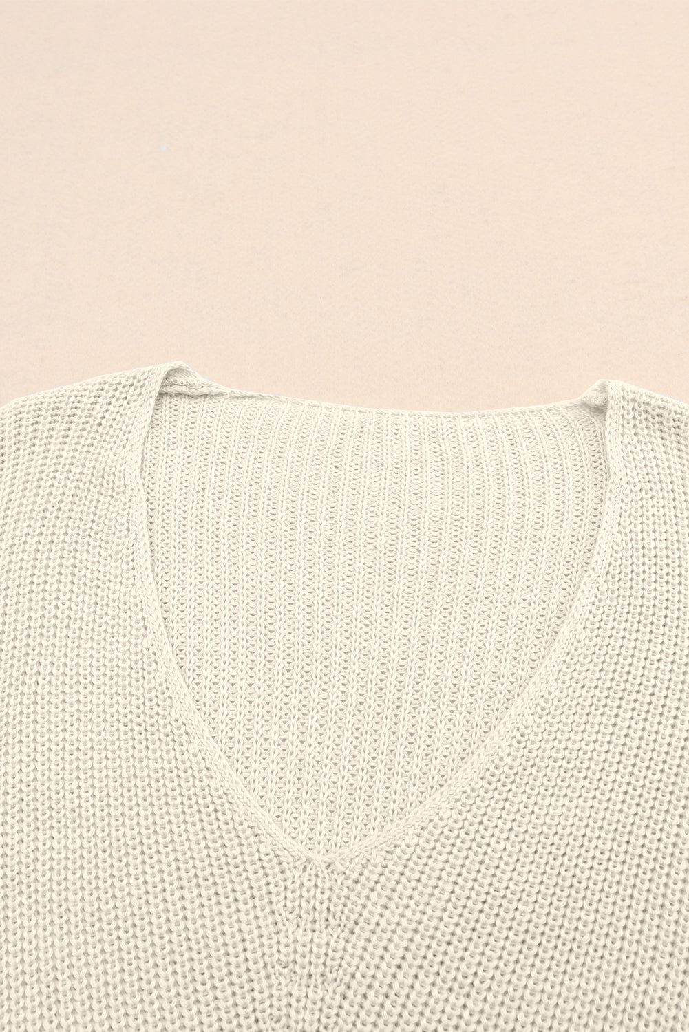 Ribbed Knit V Neck Sweater