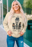 Halloween Skeleton Letter Print Crew Neck Pullover Sweatshirt