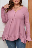 Plus Size Ruffled Waffle Knit Babydoll Top