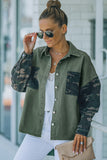 Camo Print Patchwork Button-up Jacket