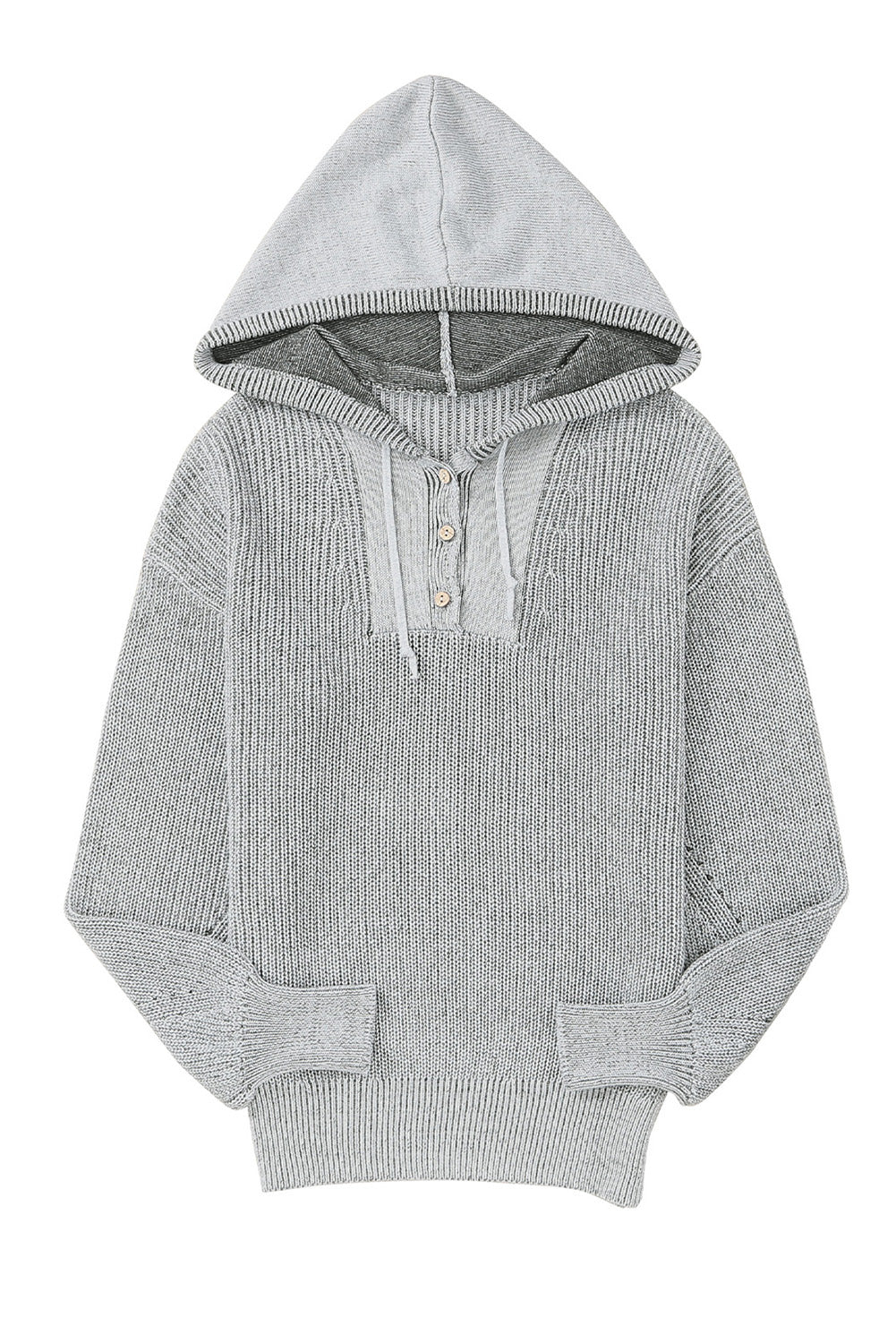 Henley V Neck Hooded Sweater