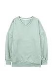 Ribbed V Neck Drop Shoulder Sweatshirt