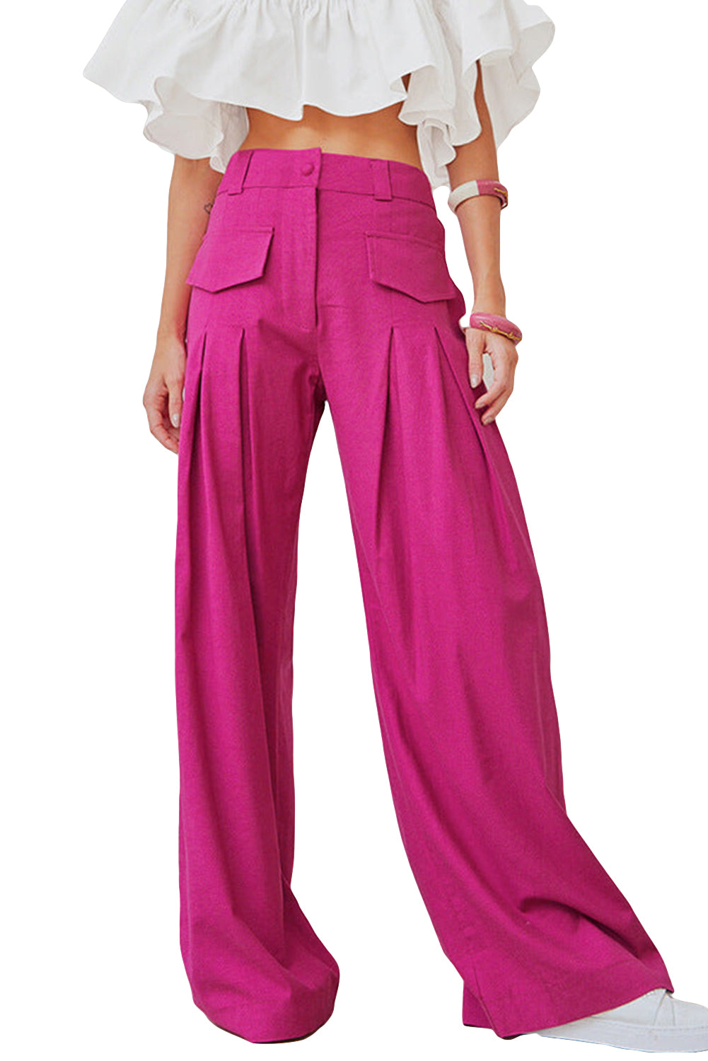 Ruched Sweeping Floor Wide Leg Pants