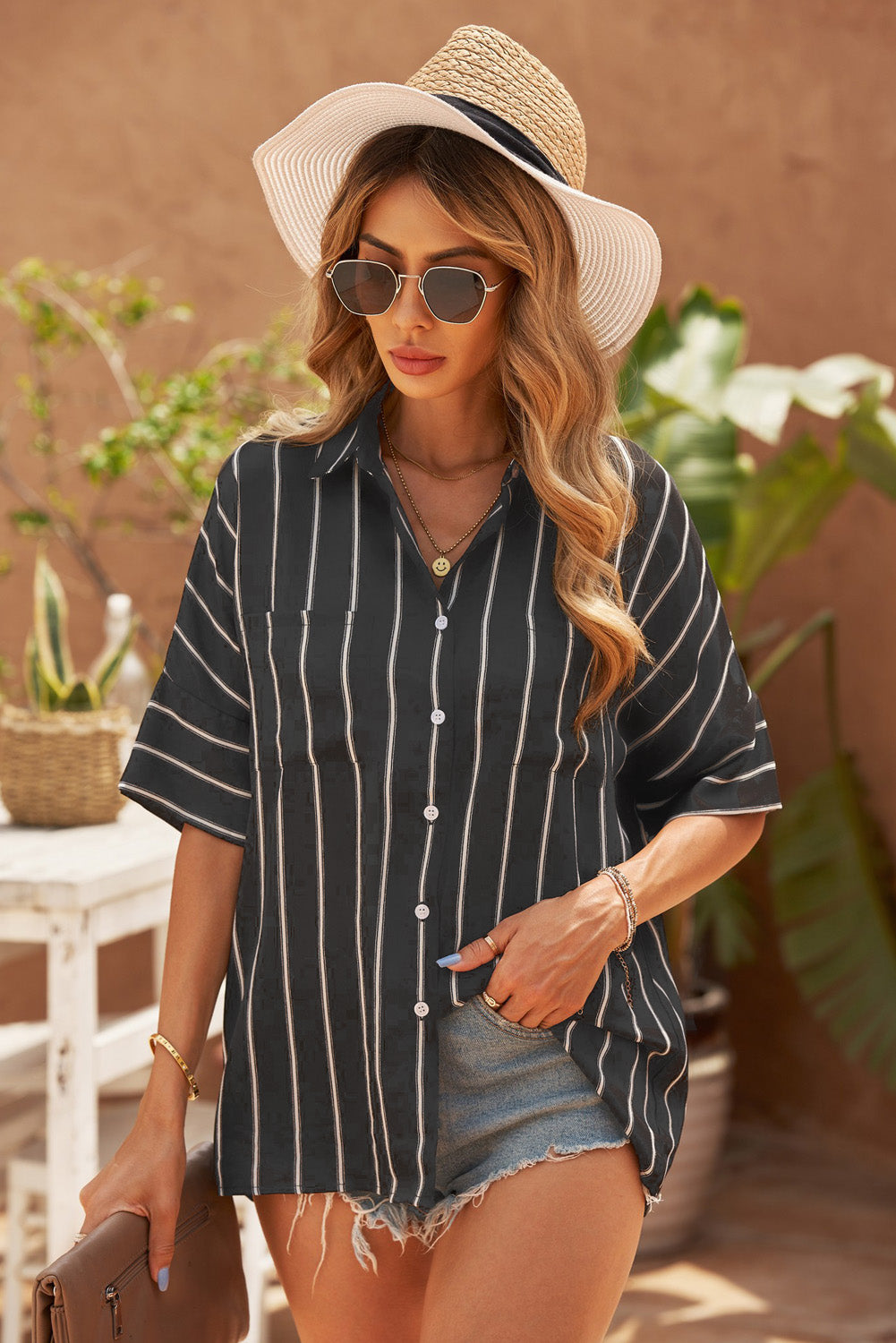 Pocketed Striped Shirt