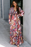 Multicolor Wild Lotus Ruffle Tiered Maxi Dress