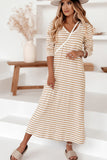 Striped V-neck Long Sleeve Casual Dress