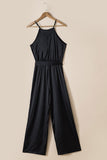 Halter Neck Sleeveless Wide Leg Jumpsuit with Belt