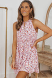 Sleeveless Front Cut-out Backless Floral Dress