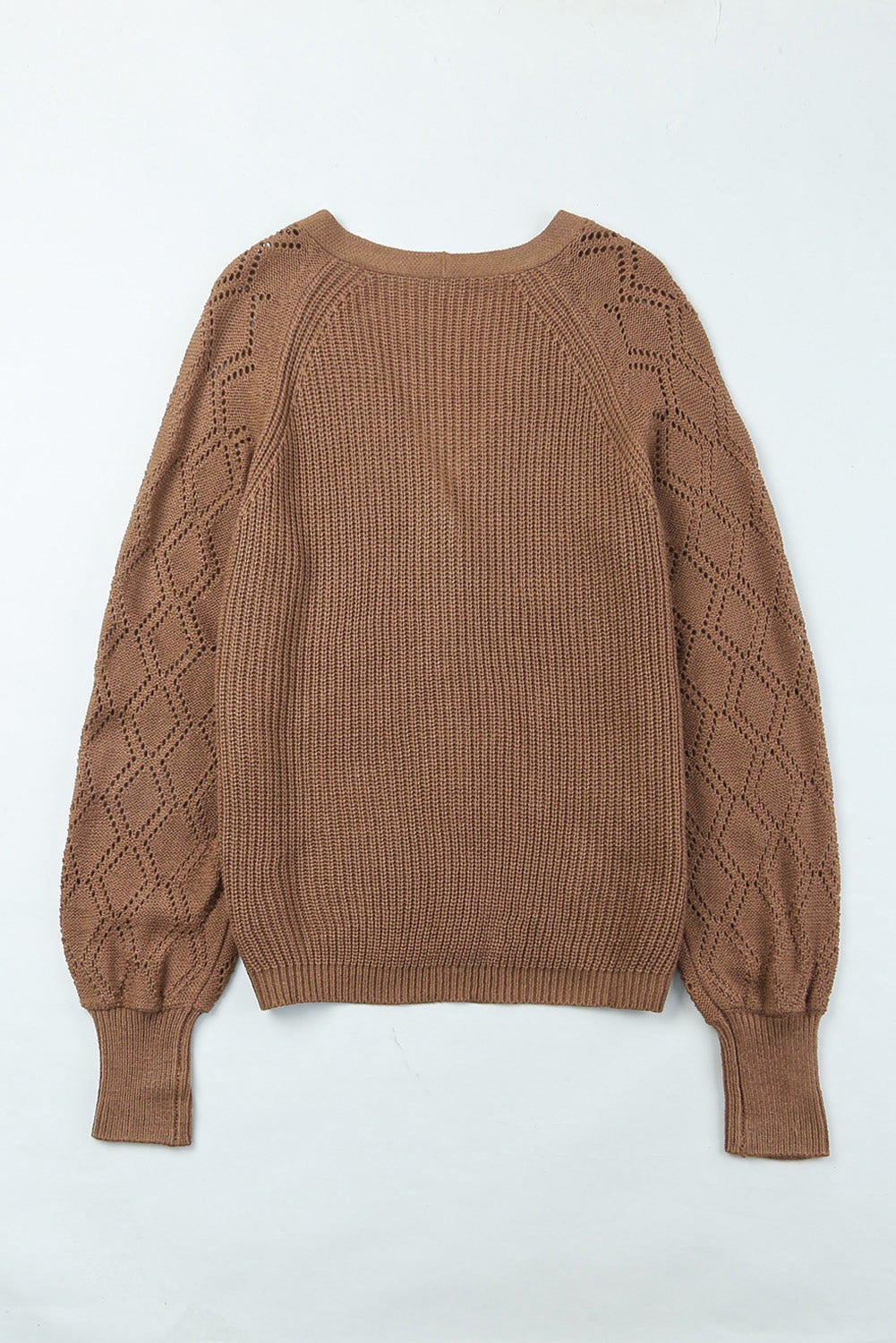 Bishop Sleeve Button V Neck Sweater