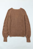 Bishop Sleeve Button V Neck Sweater