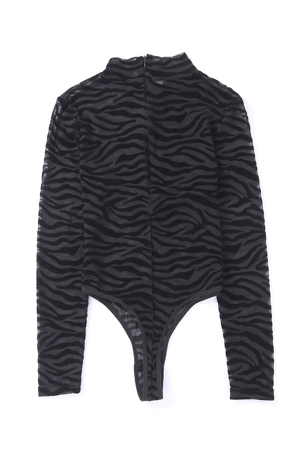 Mock Neck Long Sleeve Zebra Print Bodysuit