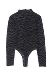 Mock Neck Long Sleeve Zebra Print Bodysuit