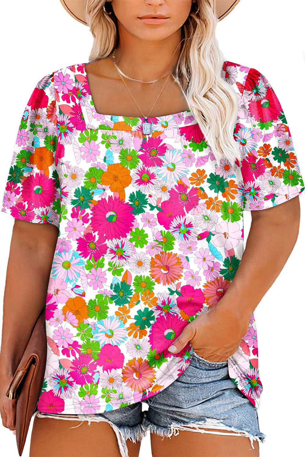 Floral Print Plus Size Kimono