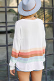 Ribbed Round Neck Striped Sweater