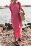 Crew Neck Bat Sleeve Maxi T-shirt Dress