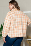 Plus Size Plaid Jacket with Flap Pockets