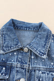 Pearl Turn Down Collar Denim Jacket