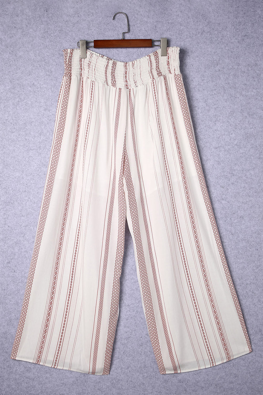 Smocked Waist Printed Wide Leg Pants