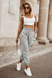 Pantalon de jogging taille haute smocké gris 